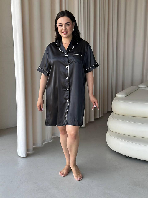 Жіноча шовкова нічна сорочка великих розмірів Ночнушка PLUS SIZE Одяг для дому Сукня для сну шовк Армані Одеса - фото 6