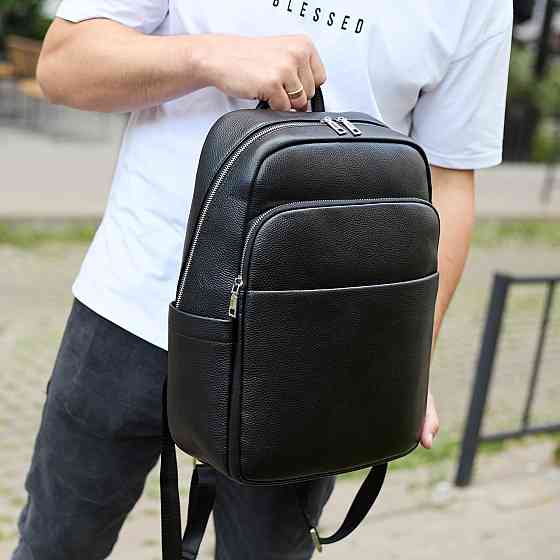 Чорний універсальний чоловічий рюкзак для ноутбука Київ