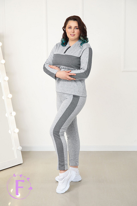 Демисезонный прогулочный костюм из трикотажа Wonderlend батал 54-56, Серый Киев - изображение 1