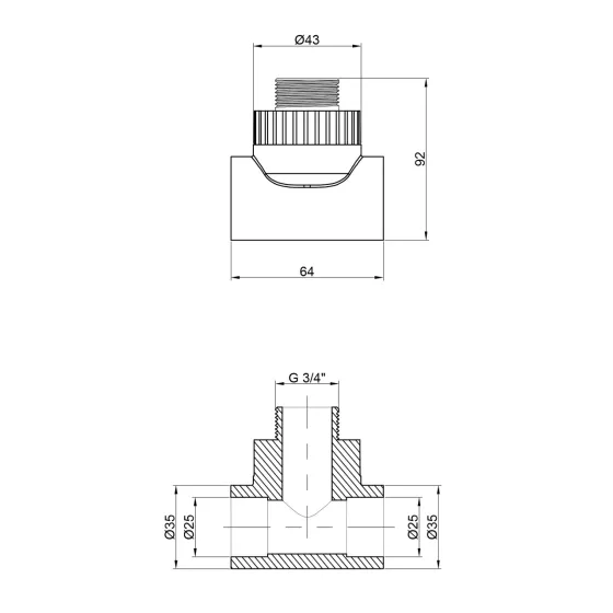 Тройник PPR Thermo Alliance 25х3/4"х25 НР Київ