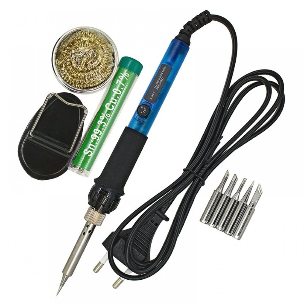 Набір ZD-735A (паяльник з регул. температури, підставка, 5 наконечників, припій, стружка) Полтава - фото 1