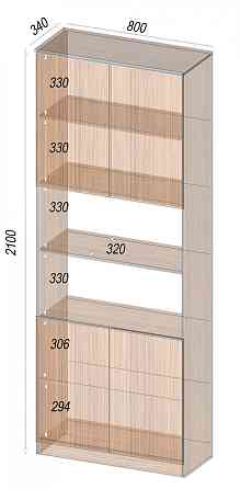 Шкаф офисный ОШ-3, Дуб Конкордия, 800/340/2100 Львов
