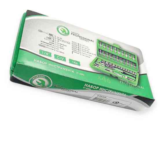 Набір інструменту 1/4" 46 шт, 4-14 мм з тріщ., подовжує., кардан, отв.-вороток, біти Мукачево