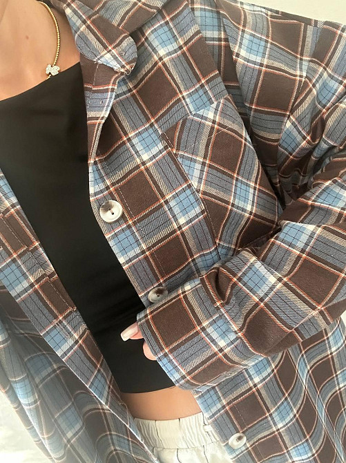 Женская оверсайз рубашка в клетку турецкая фланель Шоколад, 50/56 Одесса - изображение 8