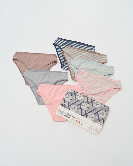 Набір жіночих трусиків-тижневик у рубчик упаковка 7 шт Nicoletta 713161 XXL Київ - фото 1