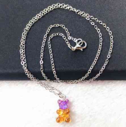 Подвеска мишка, фиолетовый + золотистый - длина 50см, смола, цинковый сплав Киев