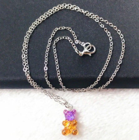 Подвеска мишка, фиолетовый + золотистый - длина 50см, смола, цинковый сплав Киев - изображение 1