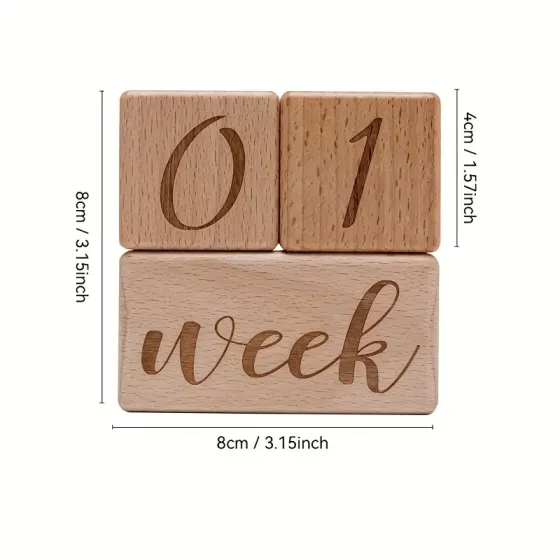 Набір дерев’яних кубиків для фотосесії немовлят – день, тиждень, місяць, рік (3 шт) Київ