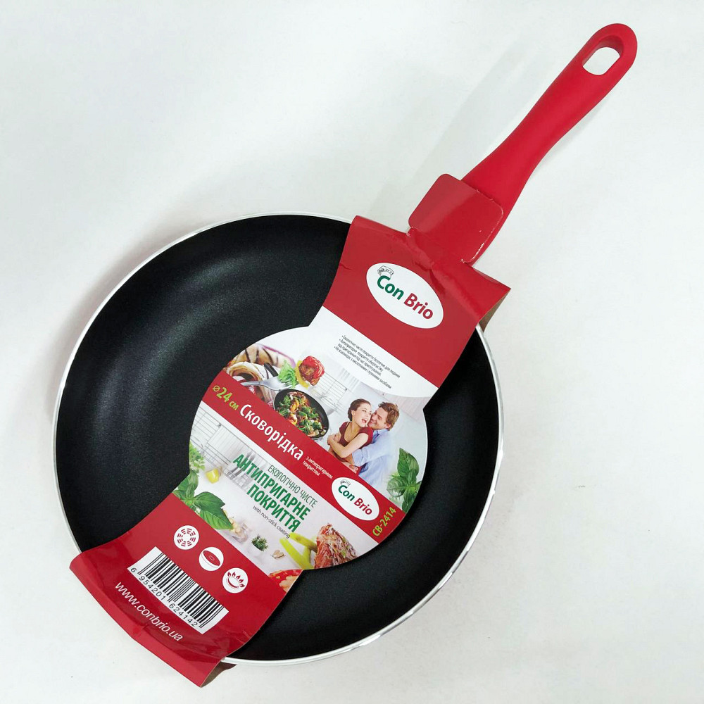 Сковорода с антипригарным покрытием внутренней поверхности Con Brio СВ-2414 24 см MW-49 Львов - изображение 4