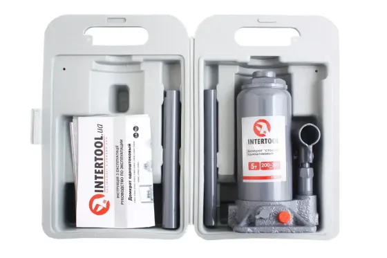 Домкрат гідравлічний 5 т 200-385м пласт. уп. Intertool з передохр. Вінниця