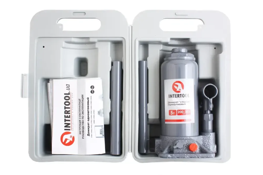 Домкрат гідравлічний 5 т 200-385м пласт. уп. Intertool з передохр. Вінниця - фото 3