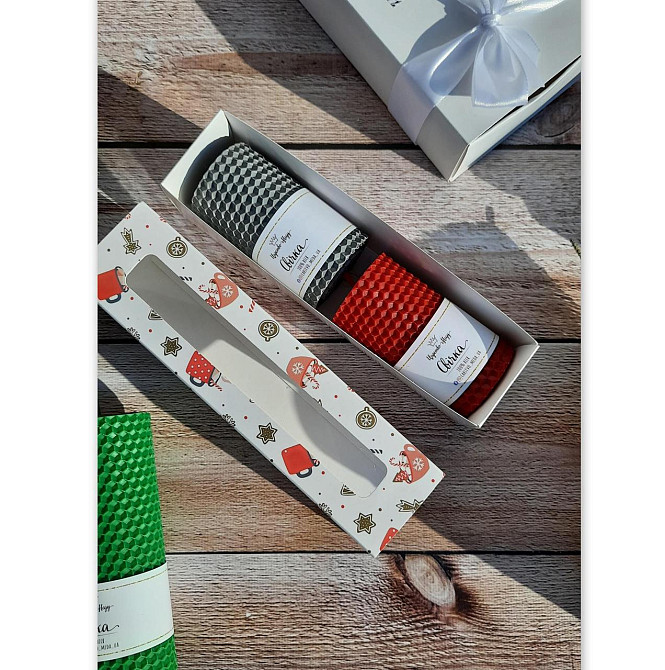 Набір свічок з вощини Новорічні, 2 шт по 8,5 см натуральний віск. Одеса - фото 1