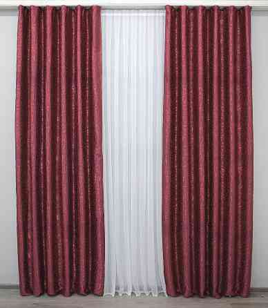 Комплект готових штор VR-Textil Блекаут № 1099ш Бордовий 150х275 см 2шт (30-912) Київ