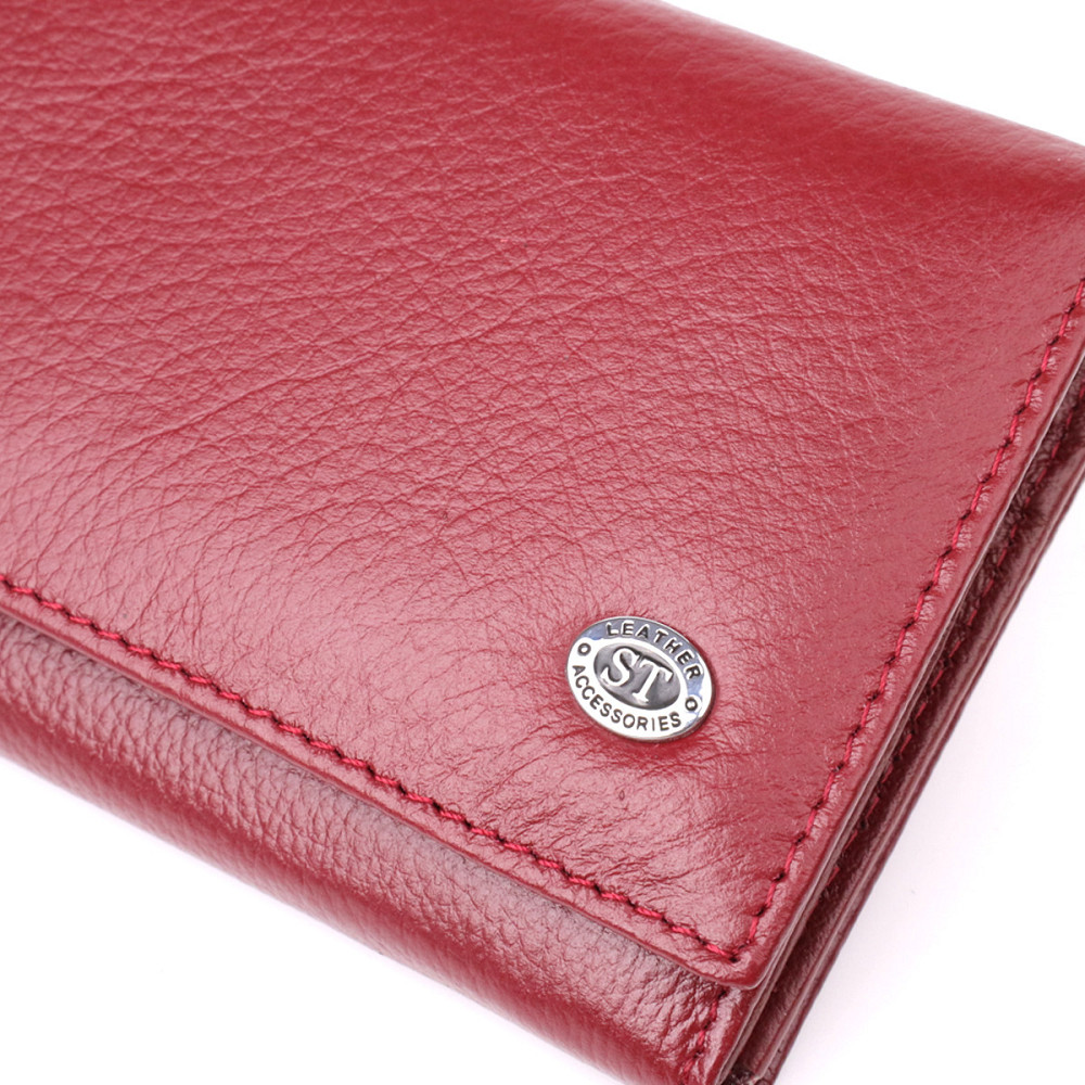 Элегантный кошелек для женщин с монетницей из натуральной кожи ST Leather 23107 Бордовый Киев - изображение 7
