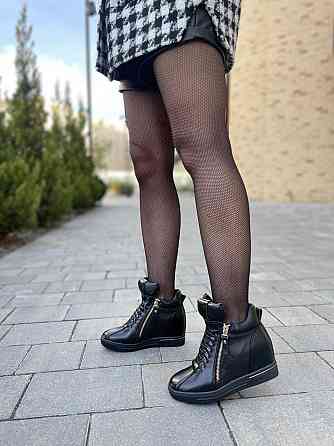 Снікерси жіночі Bosida чорні еко-шкіра танкетка 5см ( -1) (5221) Коломыя