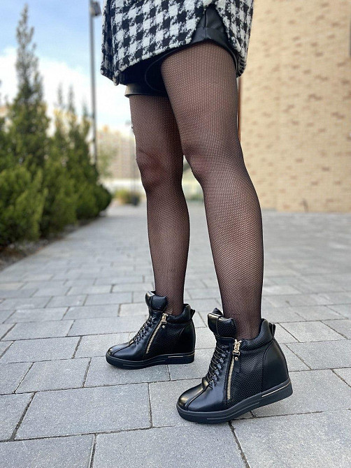 Снікерси жіночі Bosida чорні еко-шкіра танкетка 5см ( -1) (5221) Коломия - фото 2