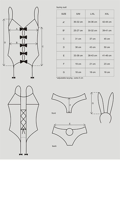 Эротический костюм зайки Obsessive Bunny suit 4 pcs costume pink L/XL, розовый, топ с подвязками, тр Sex Aura Киев - изображение 7