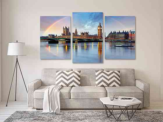 Модульная картина в гостиную / спальню Велика Британія під веселкою  Art-731_3 70x130 см Киев