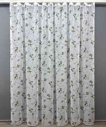 Тюль VR-Textil 1531т Flora Батист Білий з оливково-коричневим 300х270 см (42-0442) Київ