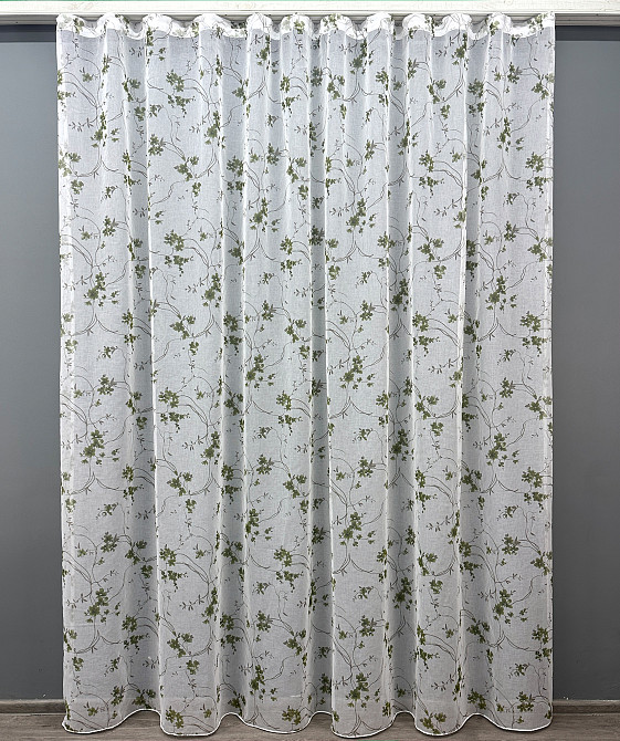 Тюль VR-Textil 1531т Flora Батист Білий з оливково-коричневим 300х270 см (42-0442) Київ - фото 2
