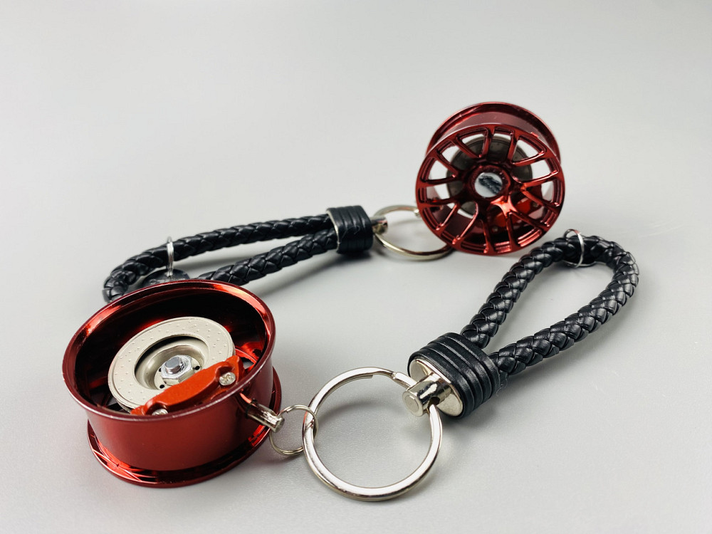 Брелок у вигляді диска колеса червоний, брелок на ключі для водія, брелок металевий на авто ключі Мукачево - фото 4