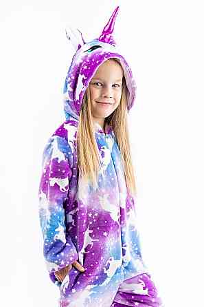 Детская пижамкигуруми детский и подростковый Единорог, фиолетовый, пижама -  комбинезон на молнии домашний топ Киев