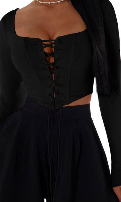 Стильный женский топ со шнуровкой на декольте ¦плотный микродайвинг Одесса - изображение 2