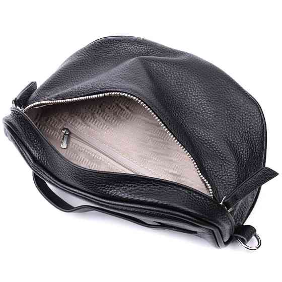 Жіноча сумка через плече в класичному кольорі з натуральної шкіри Чорний (Vintage) Київ