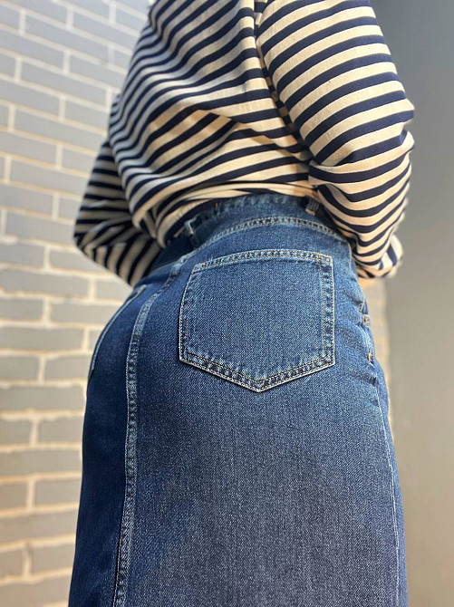 Спідниця жіноча Zeo Basic 3808 джинсова розрізи по боках довга синій, синій, 36 Київ - фото 14