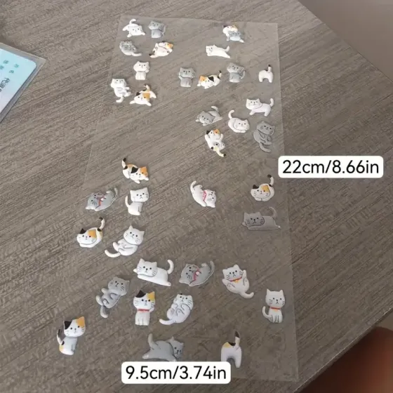 Стикеры котики 3D – большой набор для декора телефона, тетради, ноутбука (22×9.5 см) Киев