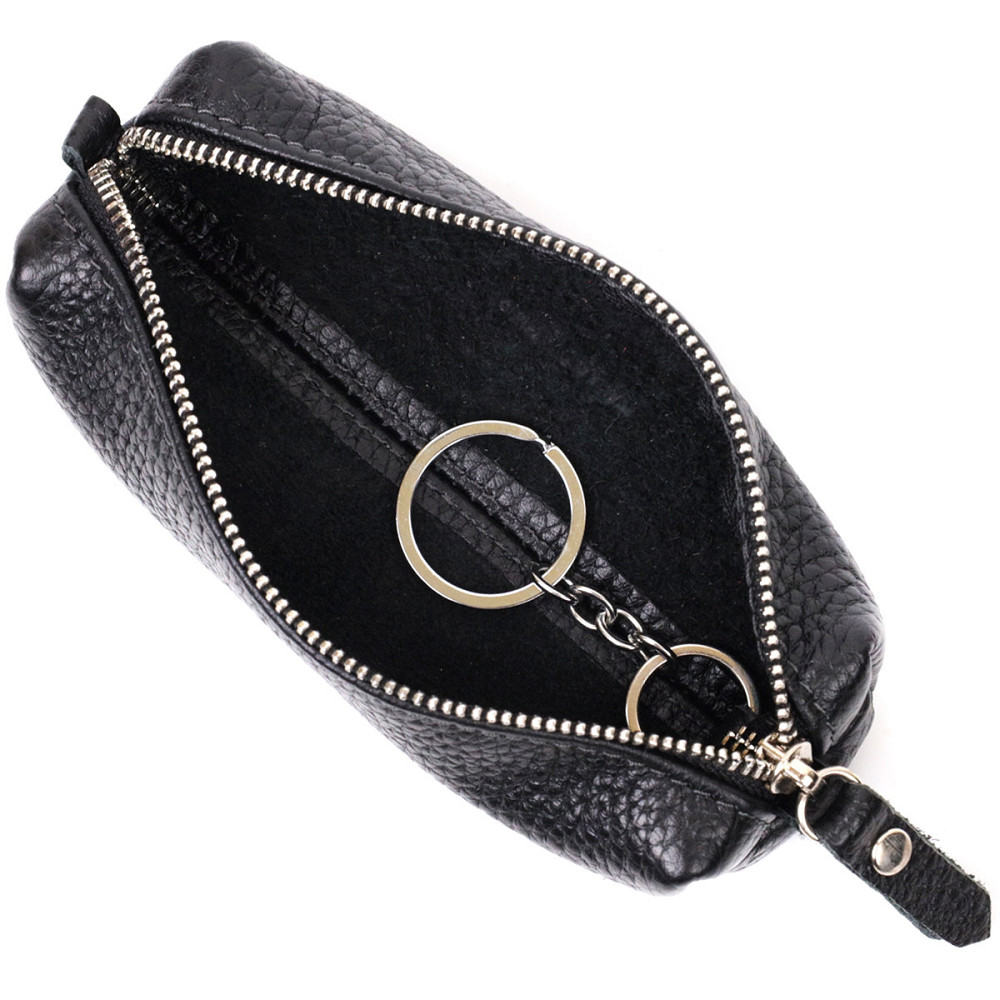 Практична шкіряна ключниця Чорний (GRANDE PELLE) Київ - фото 1