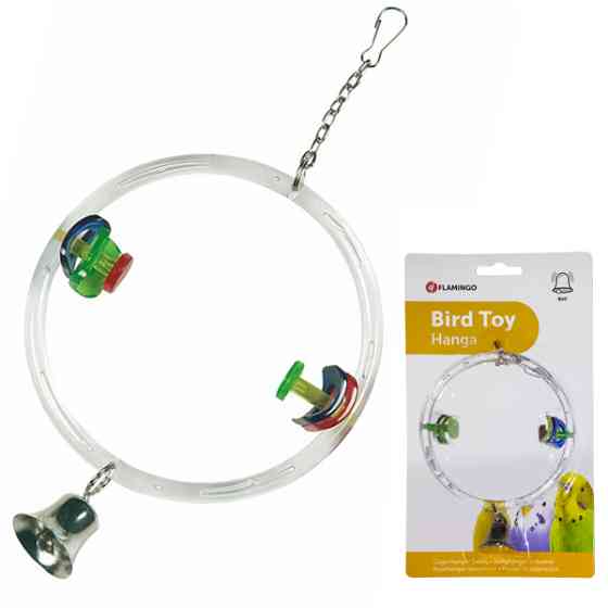 Flamingo Cage Hanger Swing ФЛАМІНГО ГОЙДАЛКА КРУГЛА з дзвіночком іграшка для птахів Київ