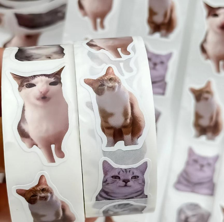 Наклейки Стікери Коти - Водонепроникні Вінілові Естетичні Наклейки з Котами для Пляшки Води, Комп'ют Київ - фото 1