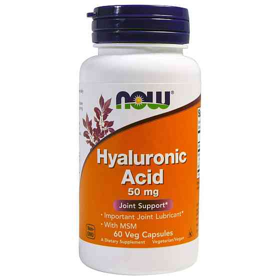 Гиалуроновая кислота и МСМ, Hyaluronic Acid, Now Foods, 50 мг, 60 капсул Луцк