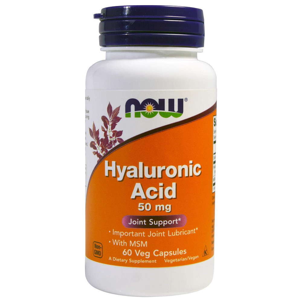Гиалуроновая кислота и МСМ, Hyaluronic Acid, Now Foods, 50 мг, 60 капсул Луцк - изображение 1