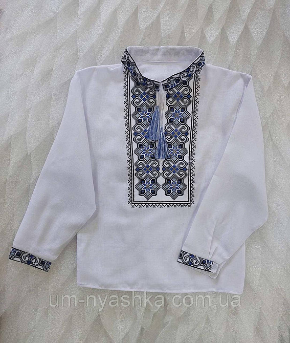 Вишиванка на домотканному полотні для хлопчика "Легенда" червона із синім р.110 Кривий Ріг - фото 1