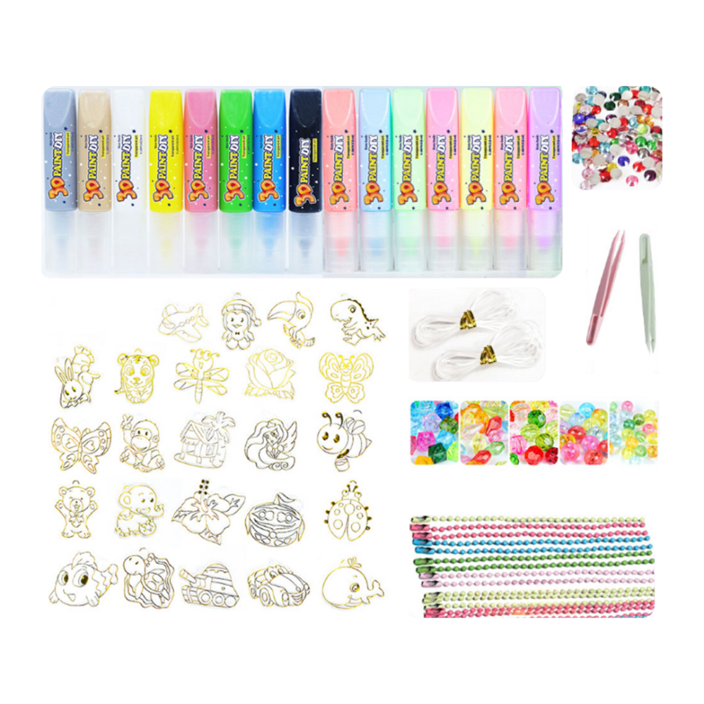 Творчий комплект: вітражні фарби, контурні шаблони та аксесуари, 15 кольорів 3D-фарб Кам'янець-Подільський - фото 10