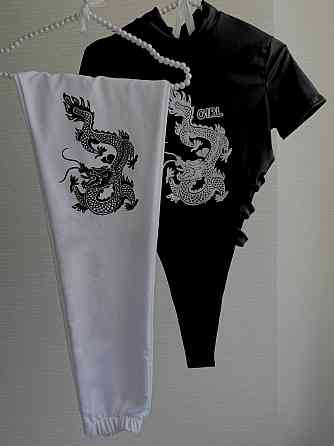 Женский прогулочный костюм двойка: боди + штаны двунить + микродайвинг Одесса