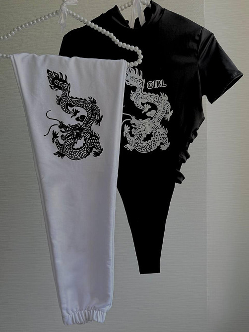 Женский прогулочный костюм двойка: боди + штаны двунить + микродайвинг Одесса - изображение 1