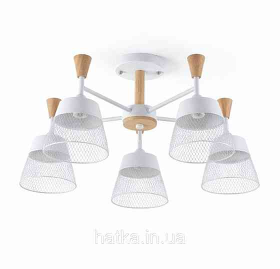 Люстра стельова на 5 плафонів VALESO XL25020-5 для вітальні та спальні Білий дерево XL25020-5 Київ