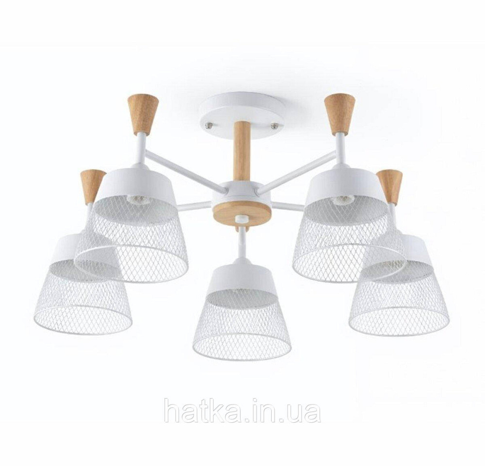 Люстра стельова на 5 плафонів VALESO XL25020-5 для вітальні та спальні Білий дерево XL25020-5 Київ - фото 1