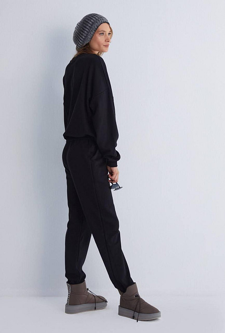 Женский прогулочный костюм двойка: кофта и штаны премиум качества футер диагональный 100% хлопок Черный, 48 Одесса - изображение 2