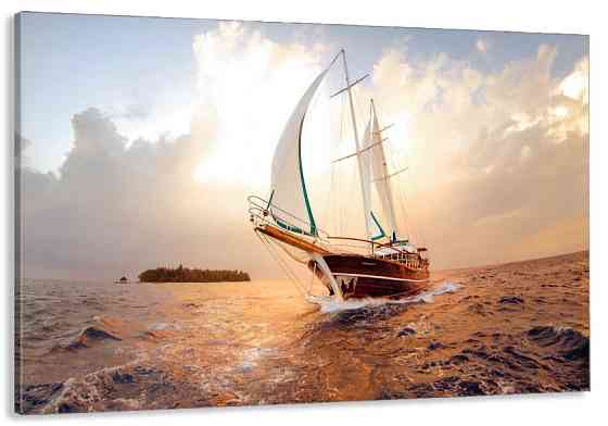 Картина холст у вітальню / спальню  Човен в морі     MLP_64 ( 60х30см ) 80x120 см Київ