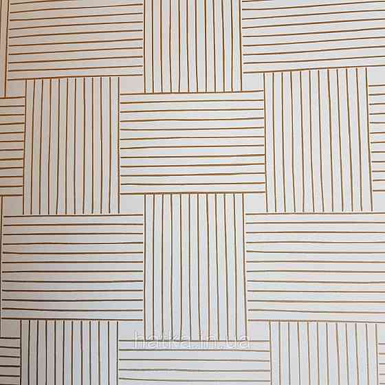 Шпалери вінілові на флізелін Caselio Mystery 0.53х10 м геометрія яскраві смуги золотисті на білому Київ