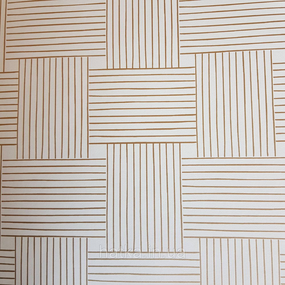 Шпалери вінілові на флізелін Caselio Mystery 0.53х10 м геометрія яскраві смуги золотисті на білому Київ - фото 3