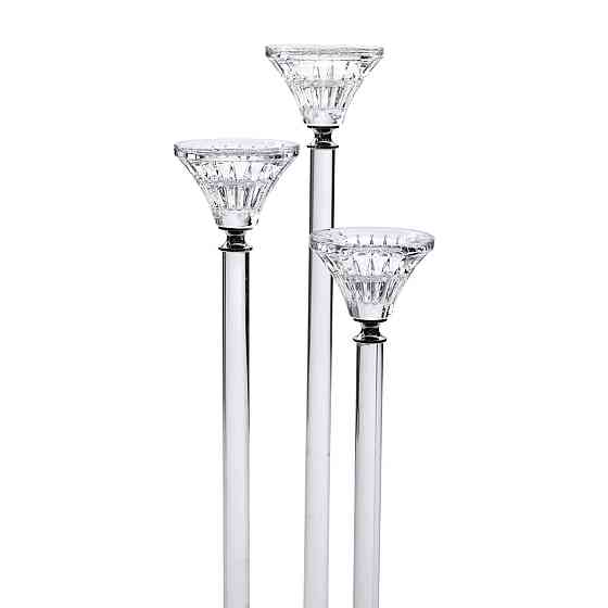 Підсвічник скляний на 3 свічки 12×37 см підсвічник декоративний прозорий на ніжці HP-4-17 Коломия