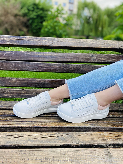 Кеды женские Украина белые натуральная кожа размер 37 (арт. 23.5см) Коломия - фото 6