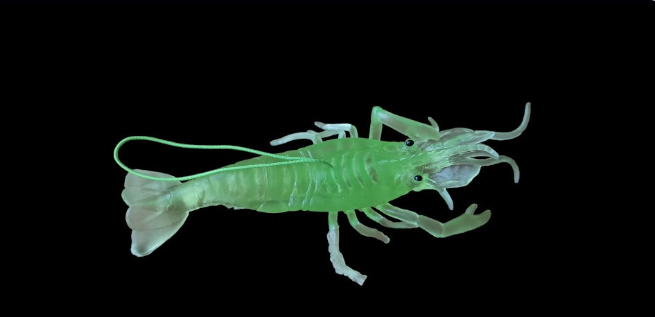 Силіконова велика креветка люмінесцентна 13 см салатовий Київ - фото 3