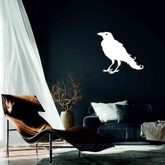 Декоративне настінне Панно «Ворон» Декор на стіну 70*63 см, Білий Київ