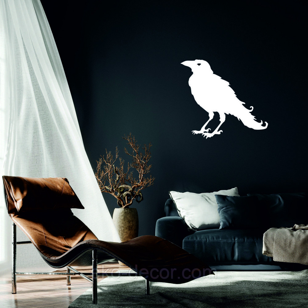 Декоративне настінне Панно «Ворон» Декор на стіну 70*63 см, Білий Київ - фото 1